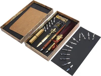 Immagine prodotto di Set di penne calligrafiche per disegno e scrittura Quill Dip Kit Vintage Art Craft CollectionsSp248006r Rosso vino