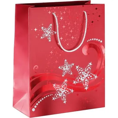 Produktbild von Sigel Premium Geschenktasche Large Wave Rot-/Weißpräg. 260x330x125mm