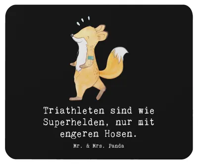 Produktbild von Mr. & Mrs. Panda Mauspad Triathlon Superheld - Schwarz - Geschenk, pc, Sport, Schwimmen, Ausdauer, Teamsport, mausunterlage, Mouse Pad, Mousepad, Radfahren, Laufen