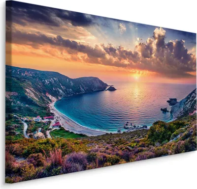 Produktbild von Fabelhafte Canvas LEINWAND BILDER 120x80 cm XXL Kunstdruck Meer Bucht Sonnenuntergang