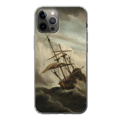 Produktbild von MuchoWow® Handyhülle Schutzhülle Hülle für iPhone 13 Pro Ein Schiff auf offener See während eines Sturms - Gemälde von Willem van de Velde Silikon Softcase Handy Hülle - Handy-Tasche