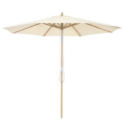 Produktbild von COSTWAY 300x258cm Sonnenschirm mit 8 Streben Gartenschirm neigbar Marktschirm Terrassenschirm Seilzugsystem Holzschirm Beige