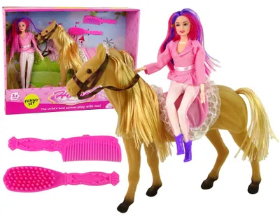 Produktbild von Puppenreiterin mit braunen Ponyfiguren.