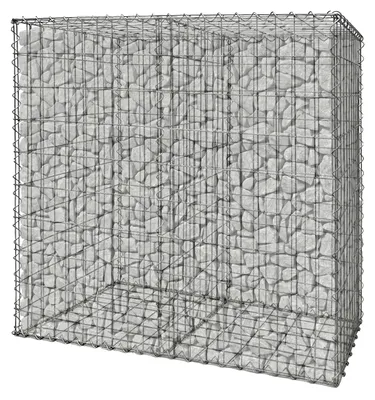 Productafbeelding van Relaxdays Gabion, tuinafscherming, steenkorf, 3,5 mm draad, verzinkt, HBT: 100x100x50 cm, gabionenwand, staal, zilver