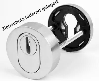 Produktbild von Edelstahl PZ- Schutzrosetten-Paar rund für Haus und Wohnungstüren mit Zylinderabdeckung federnd gelagert