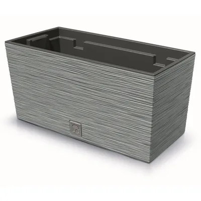 Obrázek produktu pro Květináč Dláto vzor Balkón 39,5x18,5x19,5 cm šedá s vložkou