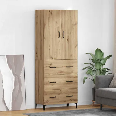 Image de vidaXL Highboard Chêne Artisan 69,5 x 34 x 180 cm Matériau dérivé du bois