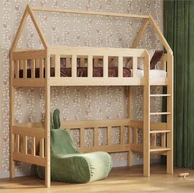 Image de Loft Bed Lit d'enfant superposé avec escalier Lit d'enfant surélevé Lit adulte adolescent, 80x180 naturel