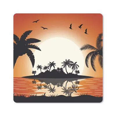 Produktbild von MuchoWow® Mauspad Mousepad Sonne - Insel - Meer 20x20 cm - Mousepads - Maus Mat - Pad - Mausunterlage - Desk Mat - Bureauartikeln