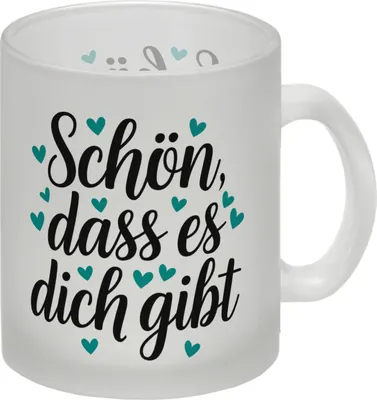 Produktbild von Schön, dass es dich gibt Glas Tasse mit Herzen