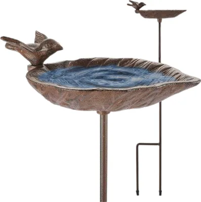 Immagine prodotto di Abbeveratoio per uccelli, modello da esterno, in ghisa, altezza 63 cm, colore marrone - Prodotto nuovo di seconda scelta