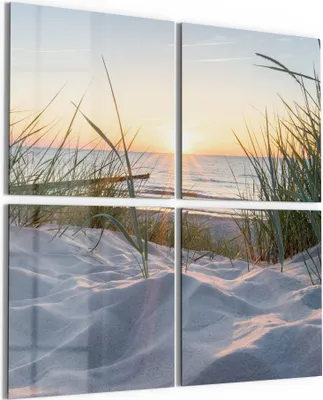 Produktbild von DEQORI Glasbild Echtglas 4x50x50 cm 'Ostsee Sonnenuntergang' Wandbilder XXL groß
