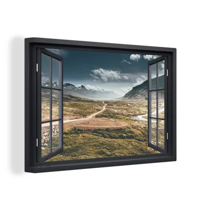 Produktbild von OneMillionCanvasses® - Leinwandbilder - 150x100 cm, Aussicht - Weg - Berg, Wandbilder Kunstdruck Wanddekoration