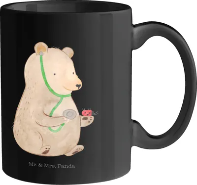 Produktbild von Mr. & Mrs. Panda Pott Bär Arzt - Schwarz - Geschenk, Doktor, Professorin, Teepott, Teetasse, Professor, Ärztin, Tasse, Keramiktasse, Kaffeebecher, milchkaffeetasse