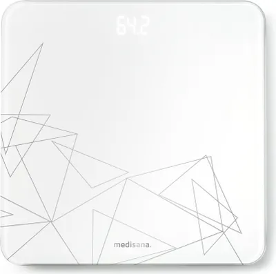 Produktbild von Medisana PS 437 digitale Personenwaage bis 180 kg, Glas-Badewaage, unsichtbare LED-Anzeige, Waage mit Motiven, "Step-On"-Aktivierung