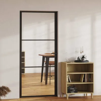 Produktbild von vidaXL Innentür ESG Glas und Aluminium 93x201,5 cm Schwarz