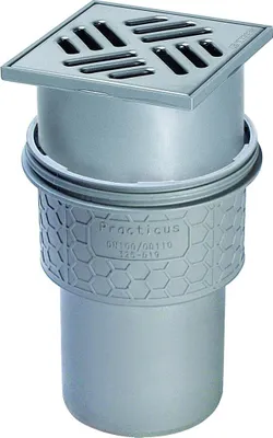 Image de Practicus DN100 Entrée, évacuation verticale, grille en acier inoxydable 120x120