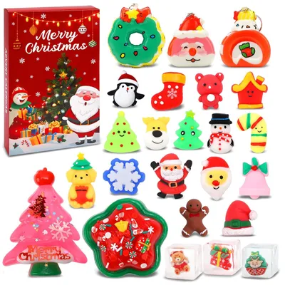 Productafbeelding van Squishy Adventskalender Met 2 Grote Squishies + 19 Kleine Squishy Speeltjes + 3 Sleutelhangers Sensorische Antistress Speelgoed Adventskalender