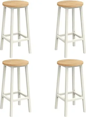 Image de VASAGLE Tabouret de bar 4 pièces Chaise de cuisine Siège haut Cadre métallique Montage facile avec repose-pieds pour cuisine Salon Salle à manger Beige Chêne Blanc