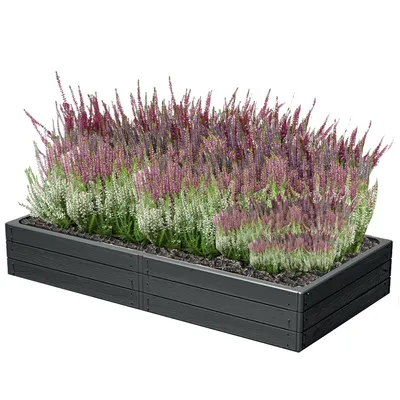 Productafbeelding van Bloembed, verhoogd bed, plantbak, antracietkleur, houtimitatie, 149,2 x 75,6 x 25 cm - Perfect voor het planten van bloemen, het kweken van planten en kruiden