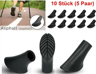 Produktbild von GKA 10 x Walking Asphaltpads Gummipuffer Ersatzfüße für Trekking Stöcke Asphalt Grip Pads Nordic Walking Ersatzpads Trekkingstöcke