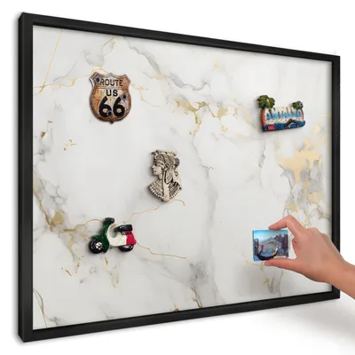 Produktbild von Magnettafel 70x50 cm mit schwarzem Rahmen - Magnetische Metalltafel, Magnetpinnwand zur Wandmontage für Wohnzimmer, Küche, Flur, Kinderzimmer und Büro - Zarte Eleganz