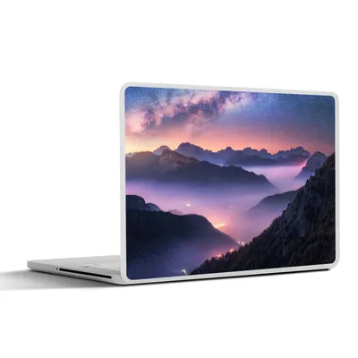 Produktbild von MuchoWow® Laptop Aufkleber Sticker Cover Berge - Sternenhimmel - Nebel 30x22 cm - Laptop-Sticker