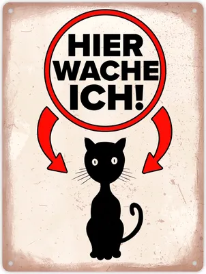 Produktbild von Hier wache ich Metallschild XL in 21x28 cm mit Katzen Silhouette