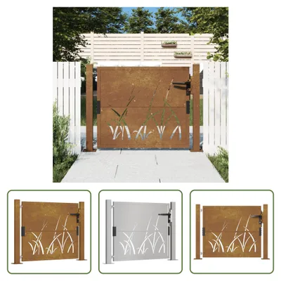 Produktbild von The Living Store Gartentor 105x80 cm Cortenstahl Gras-Design