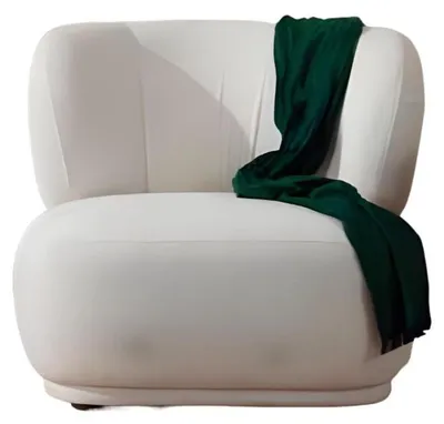 Produktbild von Weißer Loungesessel Wohnzimmer 1-Sitzer Textil Einsitzer Designer Möbel