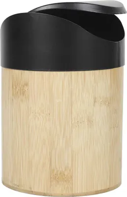 Immagine prodotto di HowHomely | Cestino in bambù con coperchio - 1 litro - Nero