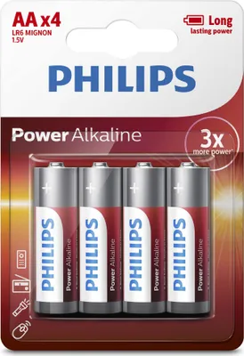 Image de PHILIPS Piles AA 4 pièces - Piles alcalines - LR6 - Durée de vie jusqu'à 10 ans