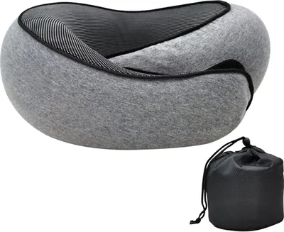 Produktbild von Reise-Nackenkissen, Nackenstützkissen aus Baumwolle, verstellbares Nackenkissen aus Memory-Schaum, praktisches ergonomisches Reisekissen, Schnapp-Nackenkissen für Campingausflüge Büro Hotel Reisen