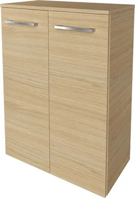 Produktbild von FACKELMANN Doppel-Midischrank B.STYLE / Badschrank mit gedämpften Scharnieren / Maße (B x H x T): ca. 60,2 x 82,6 x 32 cm / hochwertiger Schrank fürs Bad mit 2 Türen / Korpus & Front: Braun hell
