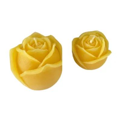 Produktbild von Rosenkerzen 2er Set 6 und 4 cm Blütenpaar – handgegossene Rosen, Bienenwachskerzen