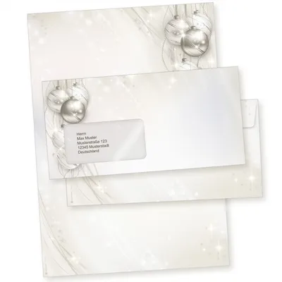 Produktbild von ELEGANCE 25 Sets Weihnachtsbriefpapier mit Fensterumschlag Briefpapier Weihnachten mit Umschlag mit Fenster