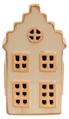 Productafbeelding van Clayre & Eef Decoratieve huis met LED-verlichting, 6x6x11 cm, beige, porselein