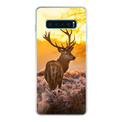 Produktbild von MuchoWow® Handyhülle Schutzhülle Hülle für Samsung Galaxy S10 Lite Hirsche - Tiere - Sonnenuntergang - Winter - Heidekraut - Natur Silikon Softcase Handy Hülle - Schutz