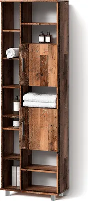 Produktbild von Badschrank Livinity Eisak Eiche rustikal 60 x 190 cm mit Türen, und offenen Fächern, Model 52809
