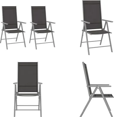 Image de vidaXL Chaise de jardin pliante 2 pcs. Textilene Noir - Chaise de jardin - Chaise pliante - Chaise pliante