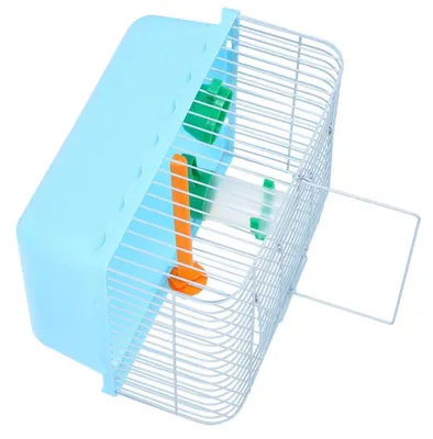 Immagine prodotto di Gabbia portatile per uccelli, con posatoio, contenitore per il cibo e abbeveratoio, colore blu