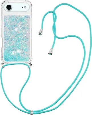 Produktbild von iPhone Air Hülle - Coverup Liquid Glitzer Back Cover mit Handykette - Blau