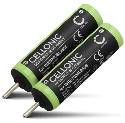 Image de CELLONIC 2x Batterie pour Rasoirs & Tondeuses Compatible avec Panasonic ER-GB80, ER-GB96, ER-GB60, WES7038L2506 - (2000mAh , 1.2V)