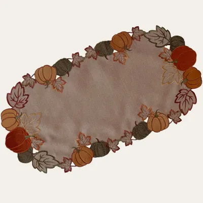 Productafbeelding van Herfsttafelkleed, 35 x 70 cm, rechthoekig, elegant, met pompoenmotief