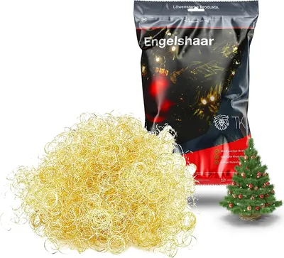 Produktbild von Lametta Engelshaar Feenhaar gelockt Lametta gold für Weihnachten Stanniol