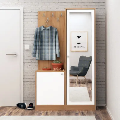 Produktbild von Skye Decor, Broc- BrocMDD, Eichenfarbig,,Weiß, Garderobenständer, 180x100x35 cm, 100% Melaminbeschichtete Partikelplatte