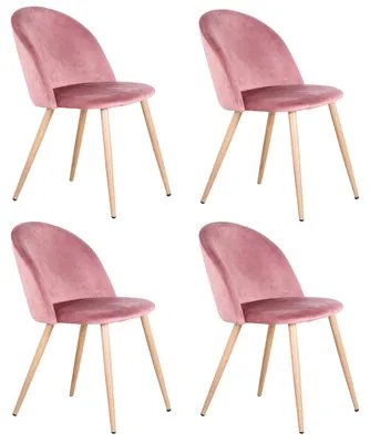 Imagen del producto de Juego de 4 sillas de comedor tapizadas en terciopelo, con acolchado suave y patas de metal, ideales para la cocina, el comedor y la sala de estar