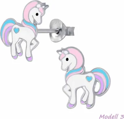 Produktbild von Kinderohrstecker „Einhorn“: Mädchen Ohrringe Silber Modell 3