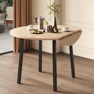 Obrázok produktu pre Skladacia jedálenský stôl, pre 2-4 osoby, okrúhly, kovové nohy, doska stola, pre byty 100 x 100 cm
