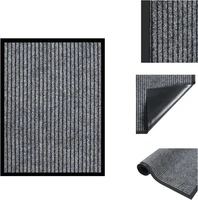 Image de vidaXL Paillasson Gris Rayé 40x60 cm - Paillassons